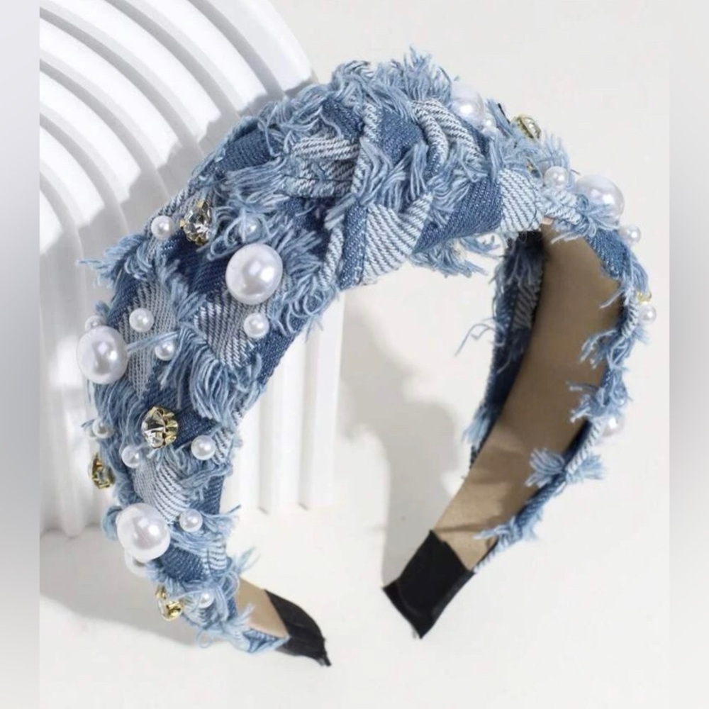 Gorgeous Denim Pearl Headband